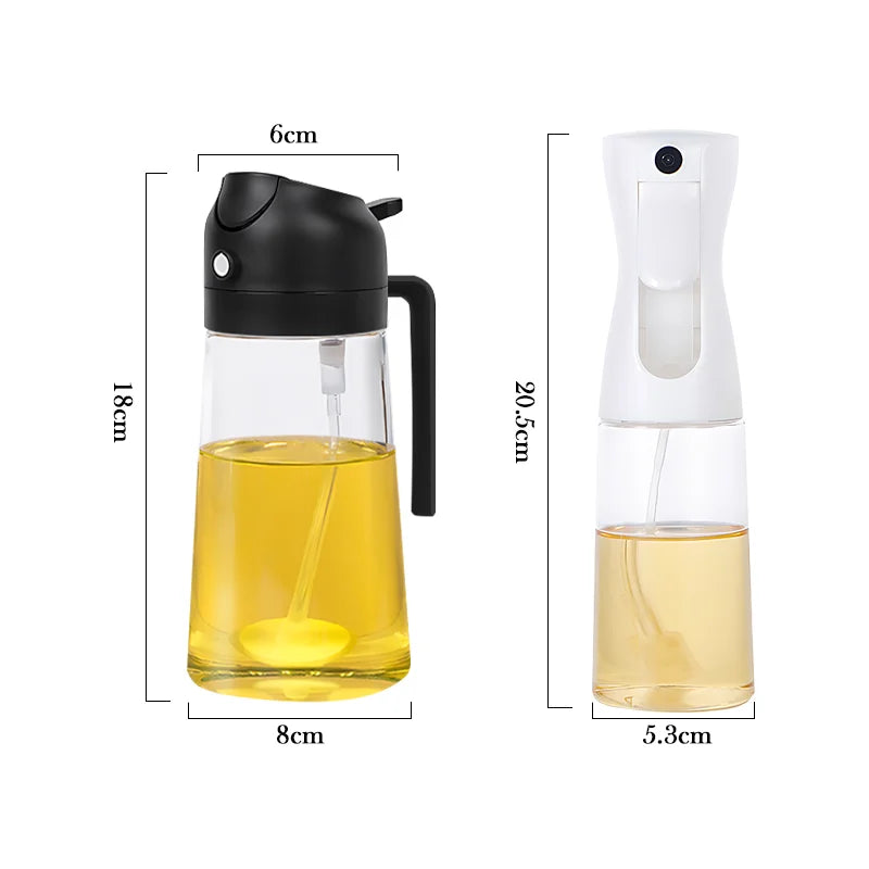 2WAY オイルスプレーボトル 500ml｜液だれ防止・霧吹き対応 キッチンオイルボトル