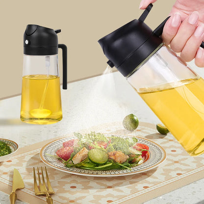 2WAY オイルスプレーボトル 500ml｜液だれ防止・霧吹き対応 キッチンオイルボトル